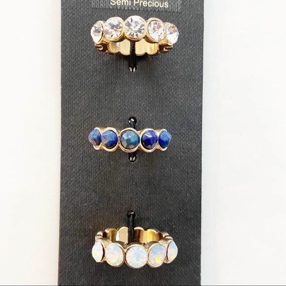 Ava & Aiden Gold tone with Stone Rings Set of 3 - Picture 2 of 8